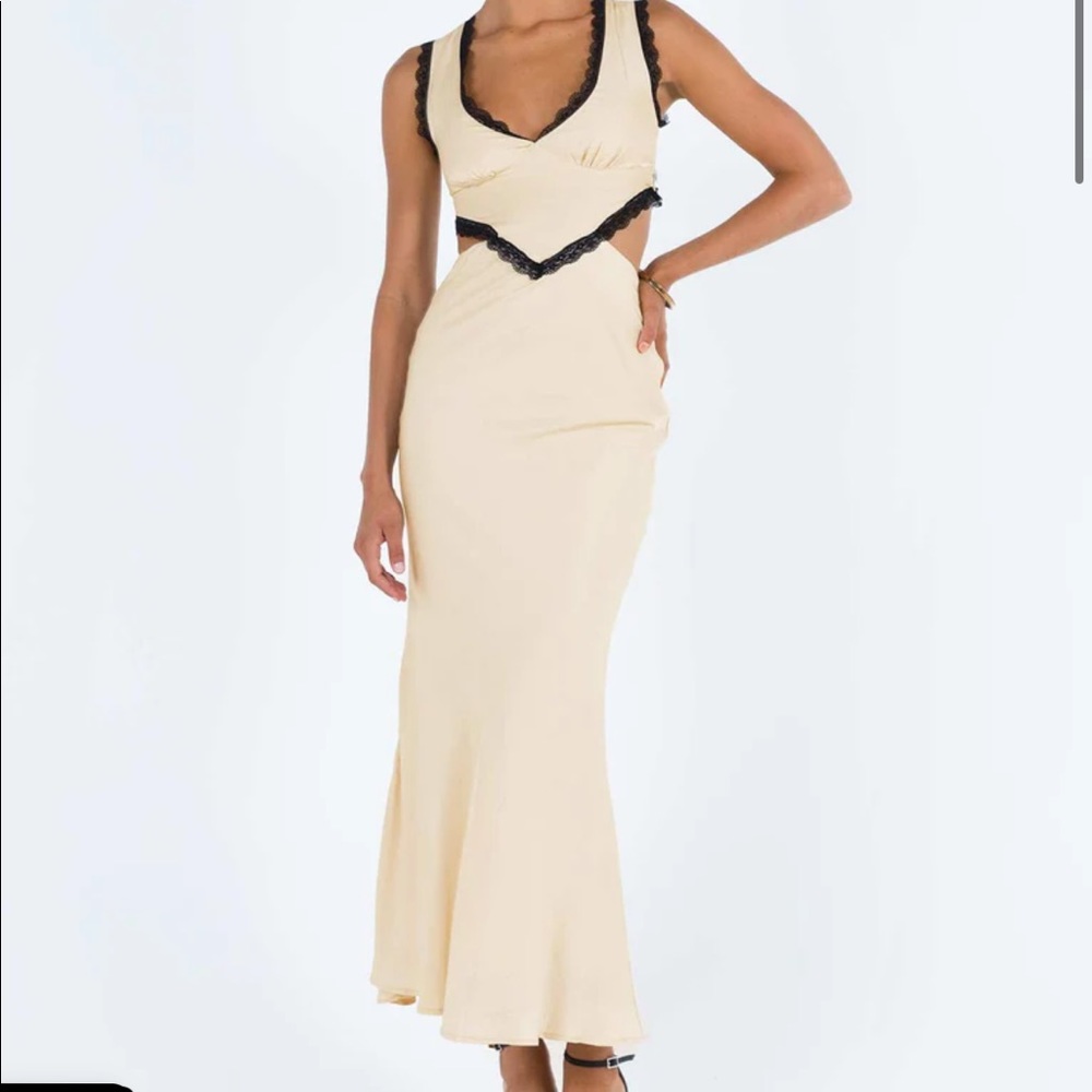 KEILA LACE TRIM MAXI DRESS CREAM / BLACK